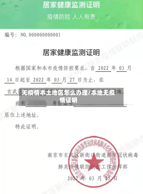 无疫情本土地区怎么办理/本地无疫情证明