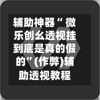 辅助神器“ 微乐创幺透视挂到底是真的假的”(作弊)辅助透视教程