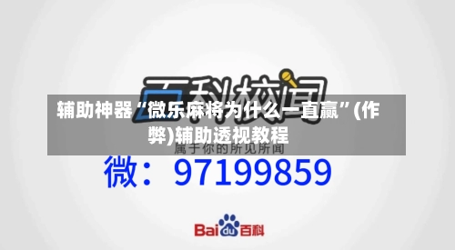 辅助神器“微乐麻将为什么一直赢”(作弊)辅助透视教程